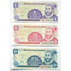 Nikaragua 1, 5, 25 centavos